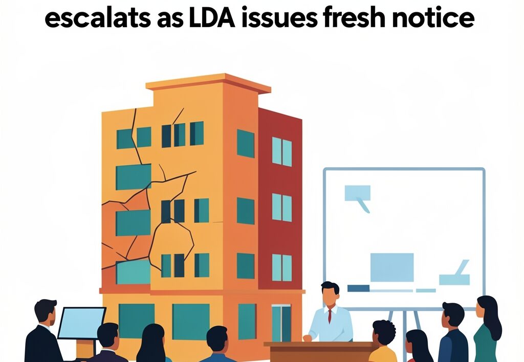 Illustration for Wazirganj building safety: Wazirganj building safety dispute escalates as LDA issues fresh notice
