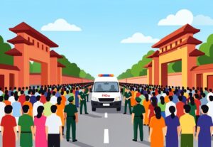 Illustration for Yogi Adityanath procession: Yogi Adityanath Procession Halts for Ambulance in Gorakhpur